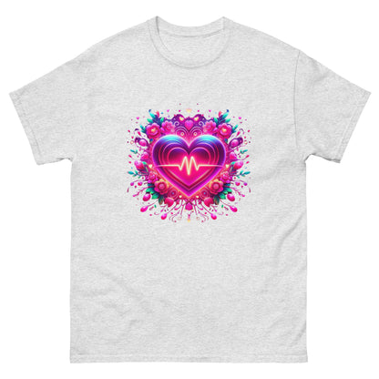 Neon Herz-Puls Design – Strahlende Liebe Herren-T-Shirt