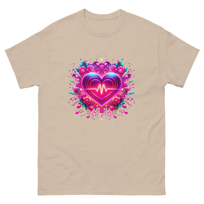 Neon Herz-Puls Design – Strahlende Liebe Herren-T-Shirt