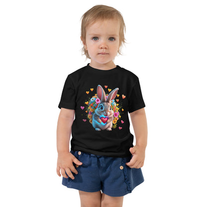 Häschen Blumenherz Baby-T-Shirt