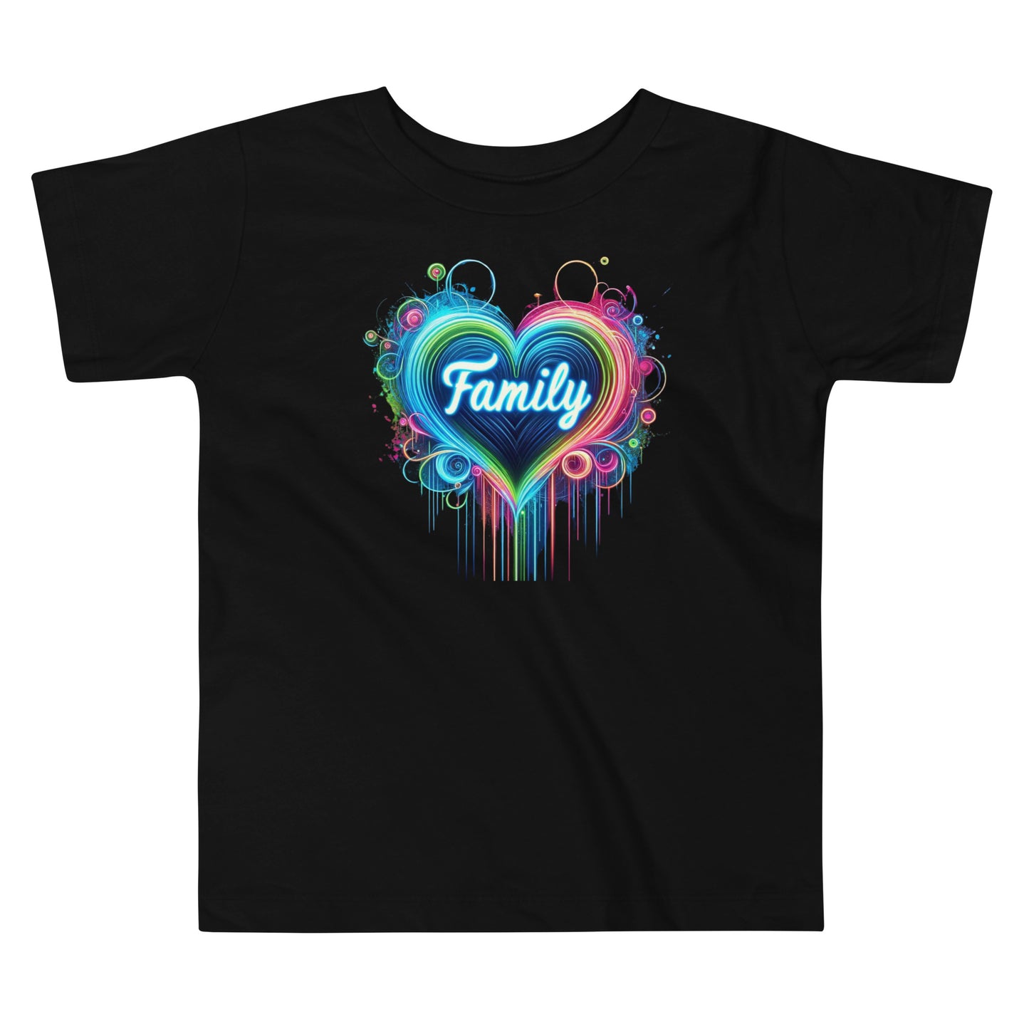 "Family" Neon-Herz Design – Leuchtende Liebe | Ischkrass.de Kurzärmeliges Baby-T-Shirt