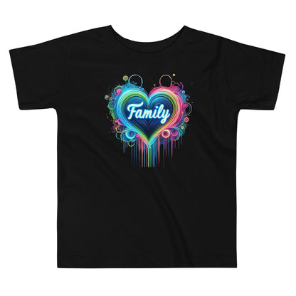 "Family" Neon-Herz Design – Leuchtende Liebe | Ischkrass.de Kurzärmeliges Baby-T-Shirt