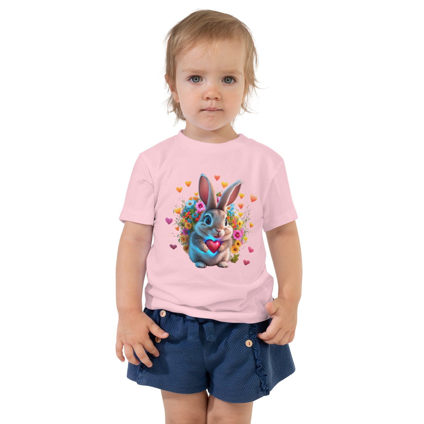 Häschen Blumenherz Baby-T-Shirt