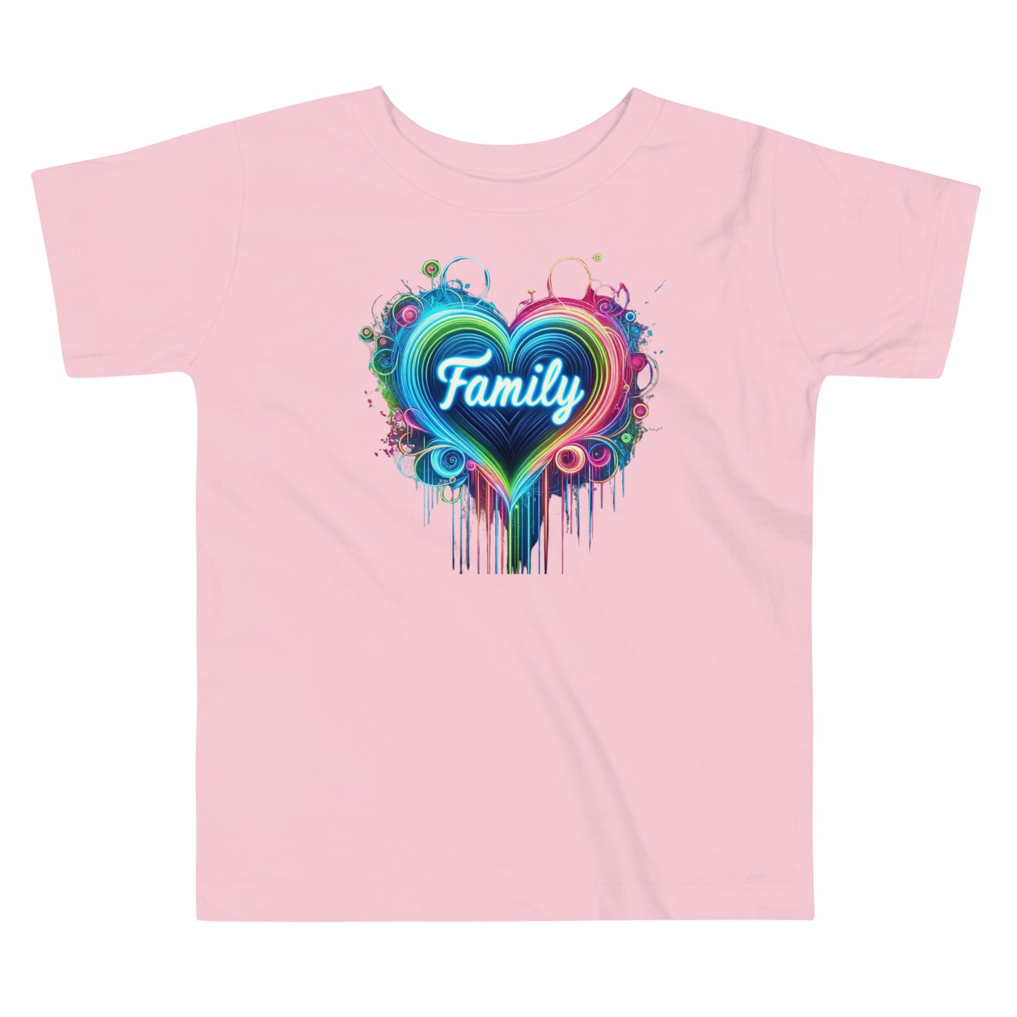 "Family" Neon-Herz Design – Leuchtende Liebe | Ischkrass.de Kurzärmeliges Baby-T-Shirt