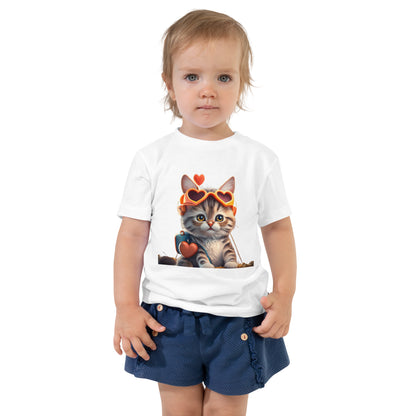 Süßes Katzenbaby mit Hertzsonnenbrille Kurzärmeliges Baby-T-Shirt