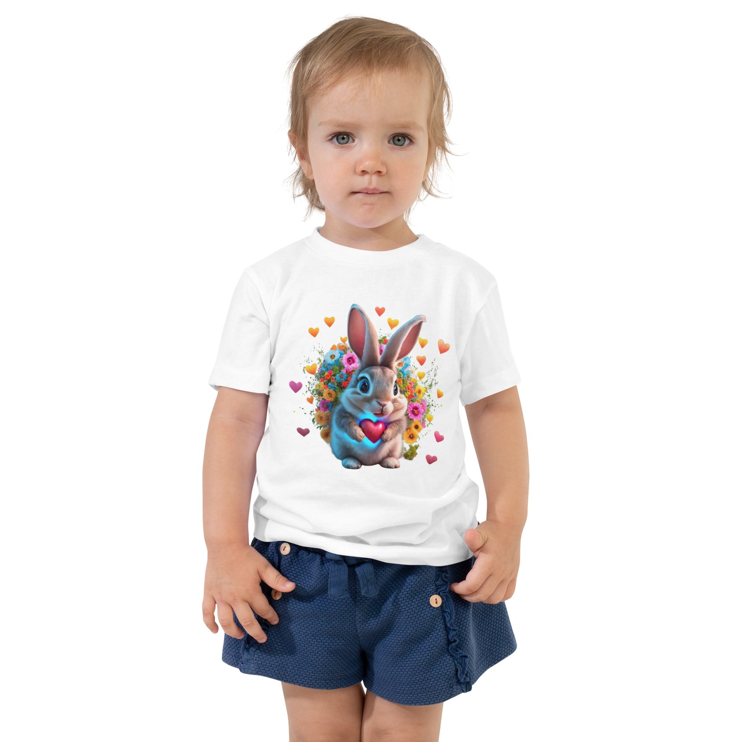 Häschen Blumenherz Baby-T-Shirt