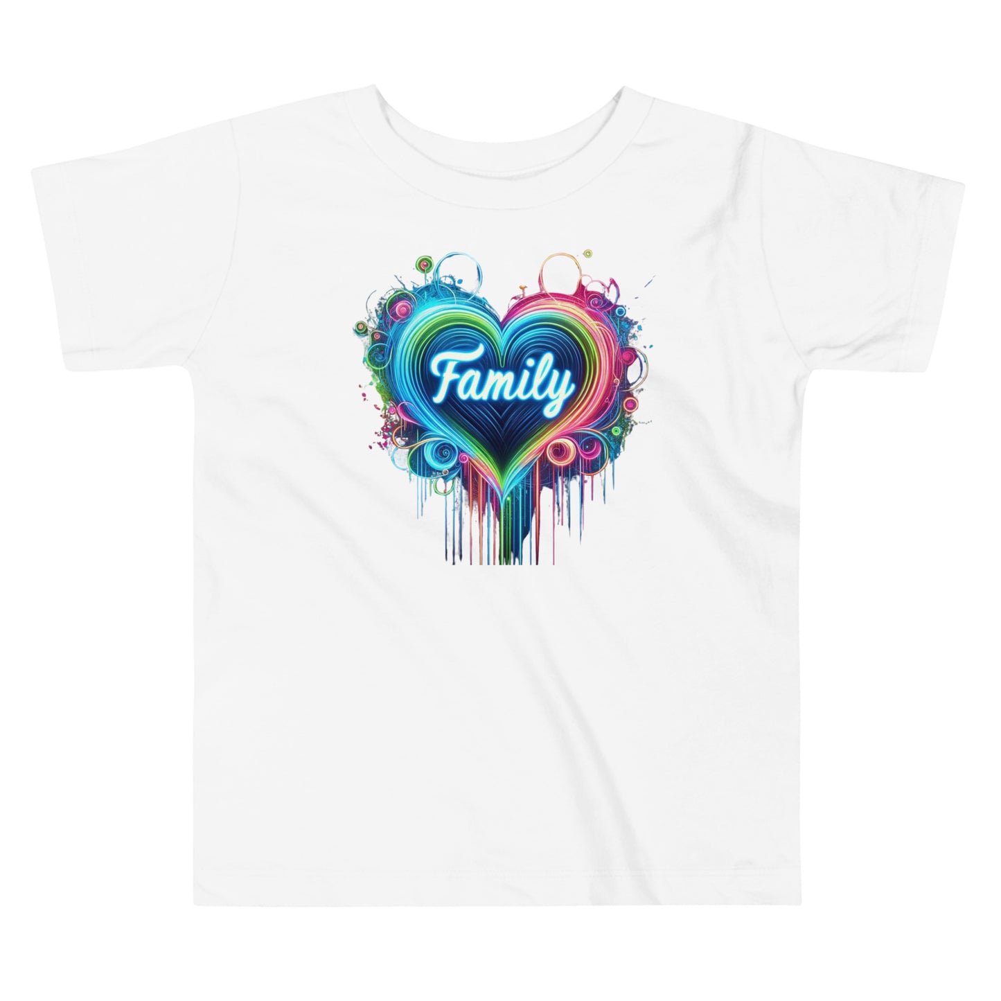 "Family" Neon-Herz Design – Leuchtende Liebe | Ischkrass.de Kurzärmeliges Baby-T-Shirt