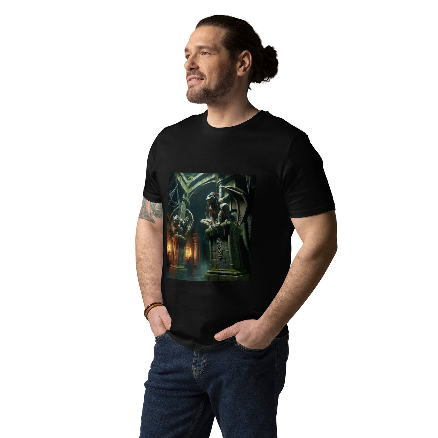 "Wächter des Verlorenen Tempels" – DnD Rollenspiel-Kunstwerk | Ischkrass.de Unisex-Bio-Baumwoll-T-Shirt