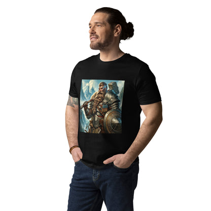 "Zwergenkrieger des Hochlands" – DnD Charakter Kunstwerk | Ischkrass.de Unisex-Bio-Baumwoll-T-Shirt