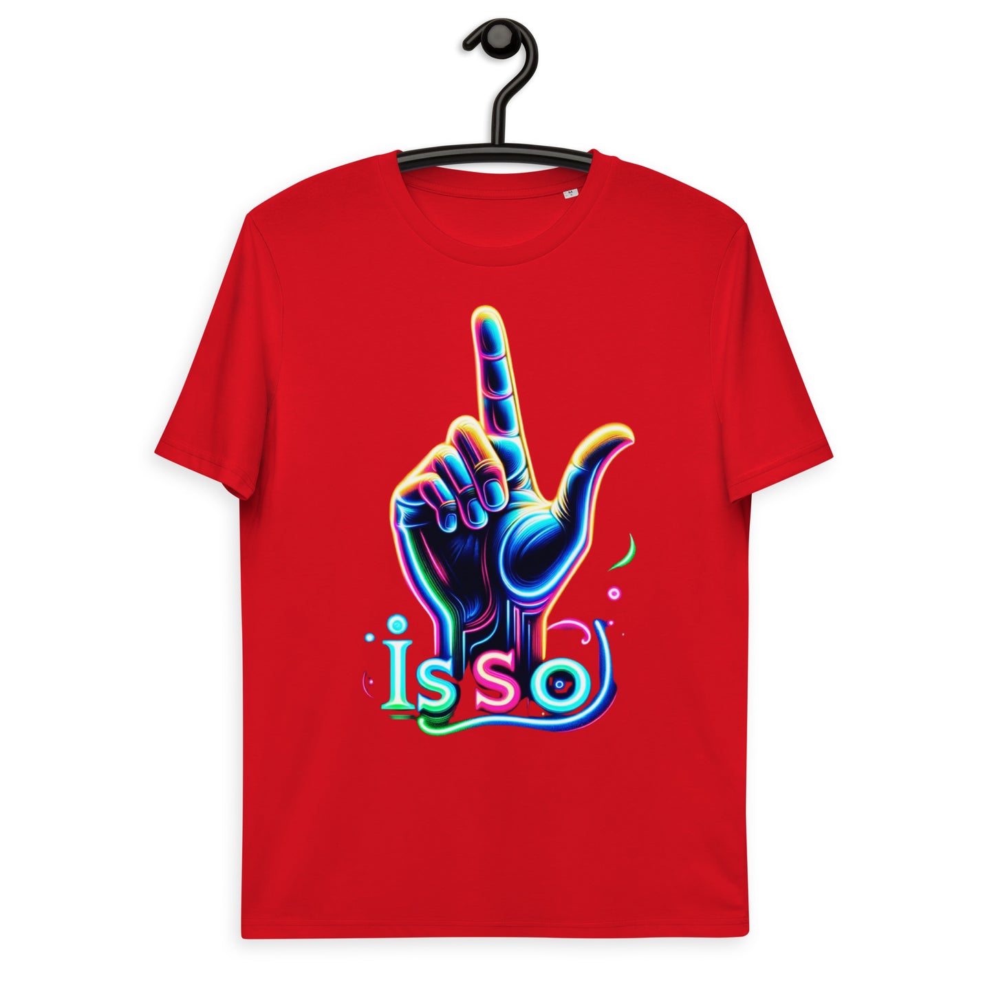 "Is so" Neon-Handgesten T-Shirt | Ischkrass.de Unisex-Bio-Baumwoll-T-Shirt