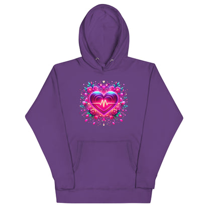 Neon Herz-Puls Design – Strahlende Liebe Unisex-Kapuzenpullover