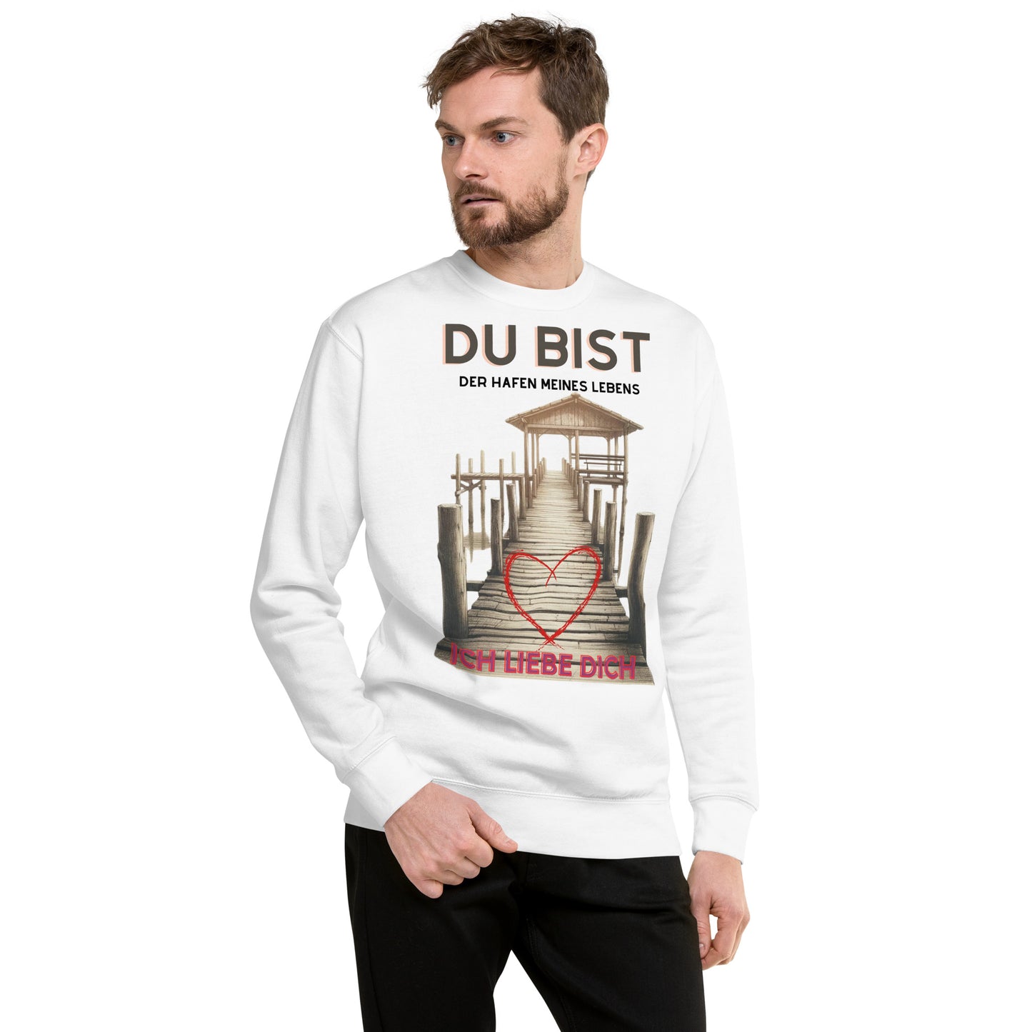 "Du bist der Hafen meines Lebens" - Romantisches Design für Verliebte | Ischkrass.de Unisex-Premium-Pullover