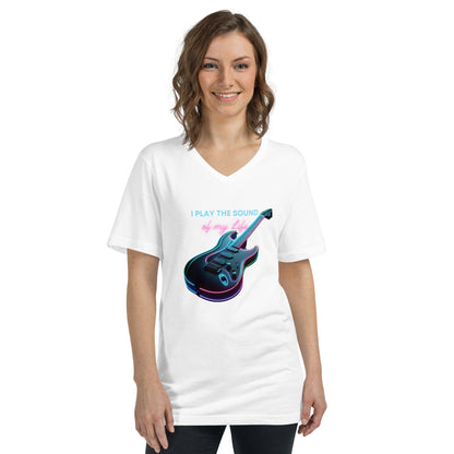 Neon Gitarren-Design T-Shirts & Accessoires | Ischkrass.de Kurzärmeliges Unisex-T-Shirt mit V-Ausschnitt