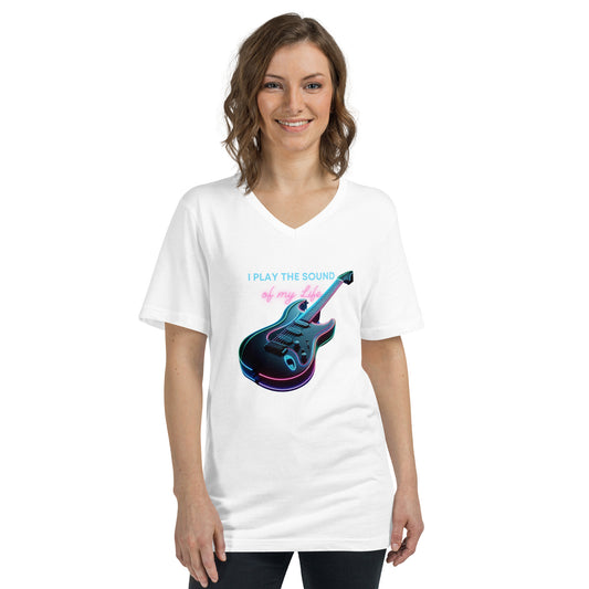 Neon Gitarren-Design T-Shirts & Accessoires | Ischkrass.de Kurzärmeliges Unisex-T-Shirt mit V-Ausschnitt