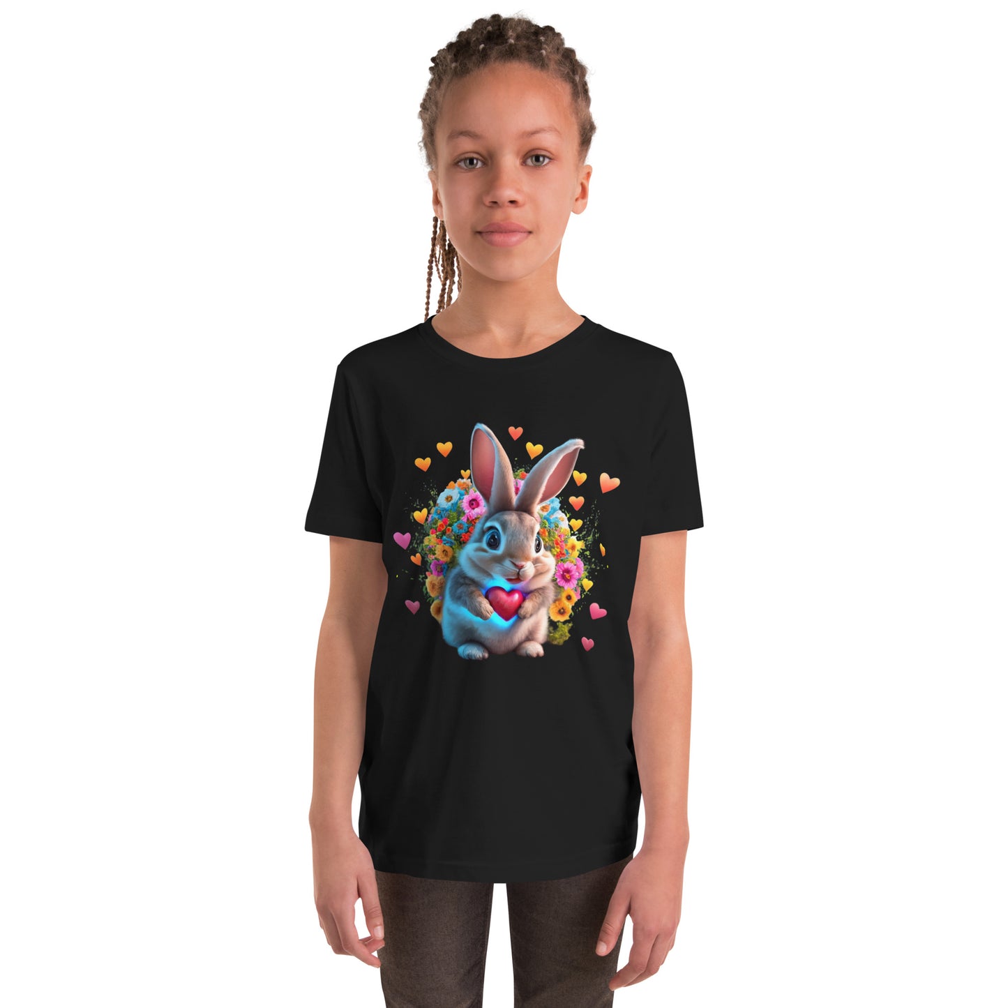 Häschen Blumenherz  T-Shirt für Kinder