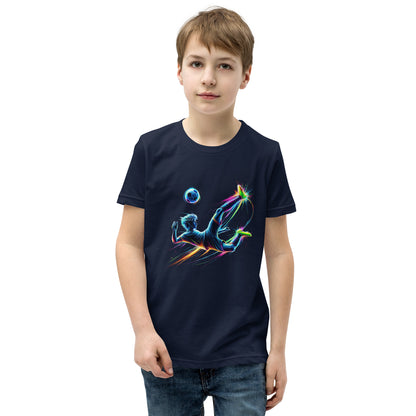 Neon Kick – Fußballer Fallrückzieher T-Shirt für Kinder