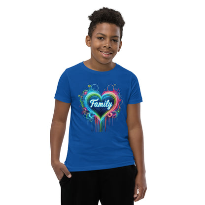 "Family" Neon-Herz Design – Leuchtende Liebe | Ischkrass.de  Kurzärmeliges T-Shirt für Kinder