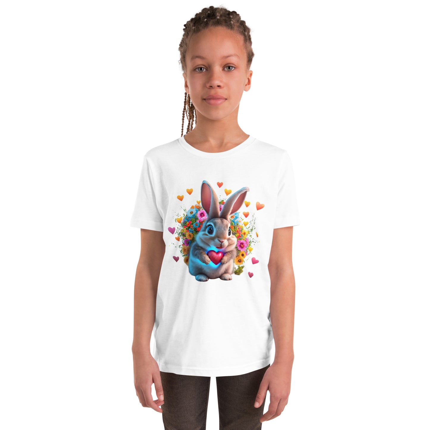 Häschen Blumenherz  T-Shirt für Kinder